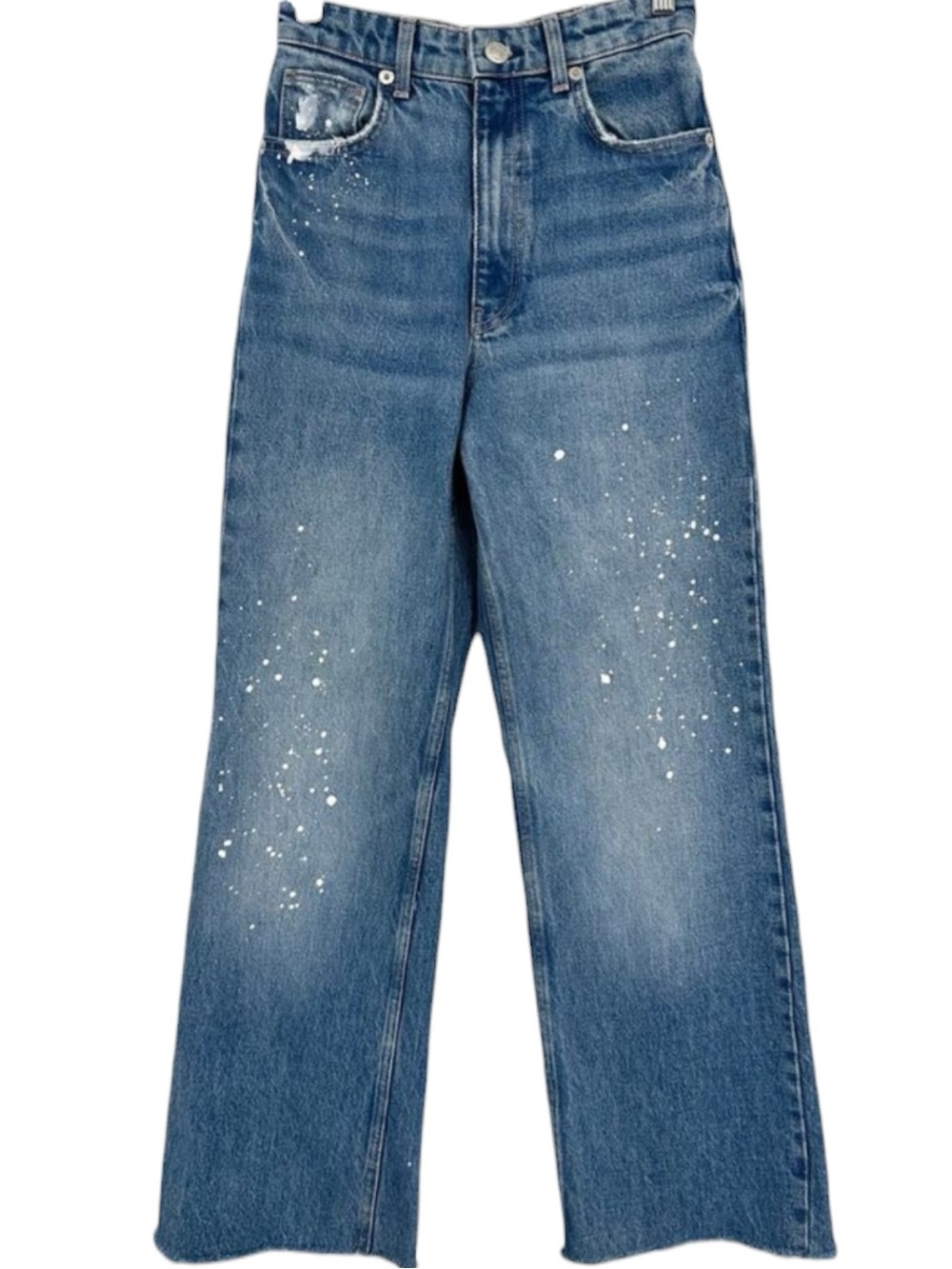 ZARA Wide-Leg High Waisted Jeans with Paint Splatter Size 2 - Picture 4 of 12